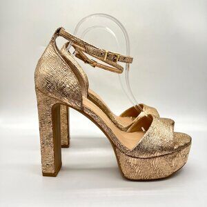Chinese Laundry 10M‎ Asher Metallic Gold Platforms Heels Dress Sandals Shoes
